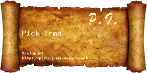 Pick Irma névjegykártya